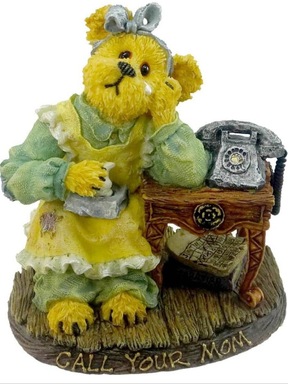 Boyds Bears Yellow & Green 'Call Your Mom' Figurine